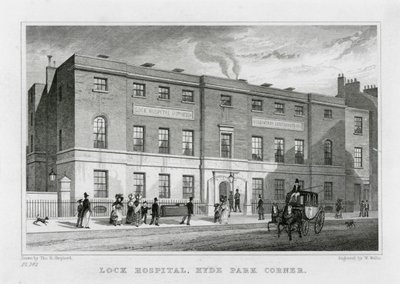 Lock Hospital, Hyde Park Hospital (Gravur) von Thomas Hosmer (after) Shepherd