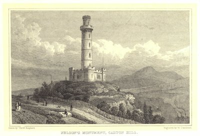 Nelson-Denkmal, Calton Hill (Gravur) von Thomas Hosmer (after) Shepherd