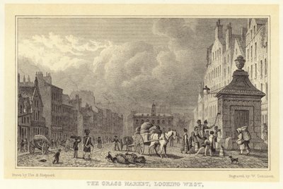 Der Grass Market, Blick nach Westen (Gravur) von Thomas Hosmer (after) Shepherd