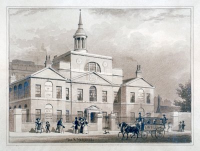 City of London Lying-In Hospital, City Road, Finsbury, London, um 1827 von Thomas Hosmer Shepherd