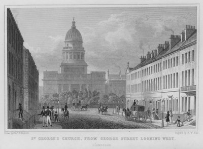 St. Georgs Kirche, von der George Street nach Westen blickend, Edinburgh (Gravur) von Thomas Hosmer Shepherd