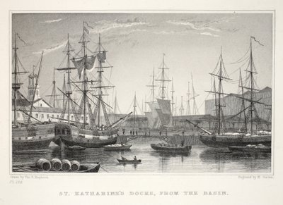 St Katherine Docks, vom Becken aus, Tower, aus 