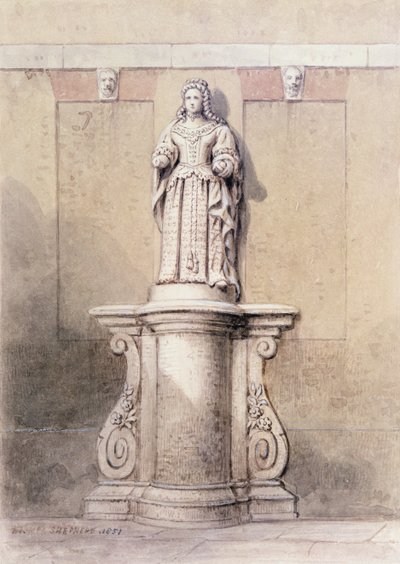 Statue von Königin Anne am Ostende des Queen Square, 1851 von Thomas Hosmer Shepherd