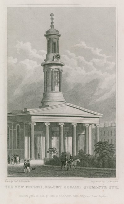 Die neue Kirche, Regent Square, Sidmouth Street von Thomas Hosmer Shepherd