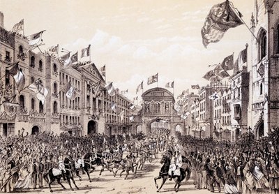 Besuch von Napoleon III. und Kaiserin Eugenie in der Stadt, 19. April 1855 von Thomas Hosmer Shepherd