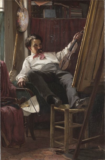 Selbstporträt des Künstlers in seinem Atelier von Thomas Hovenden