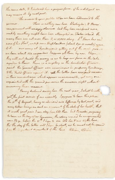 Autographenbrief an John Page, Philadelphia, 30. Juli 1776 von Thomas Jefferson