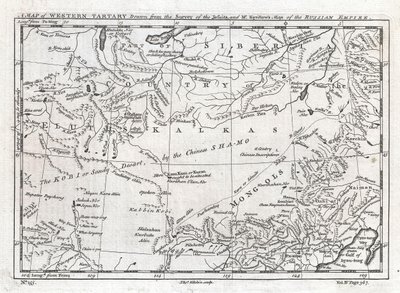Eine Karte von Westtartarei, gezeichnet nach der Vermessung der Jesuiten und Mr. Kyrillows Karte des Russischen Reiches von Thomas Kitchin