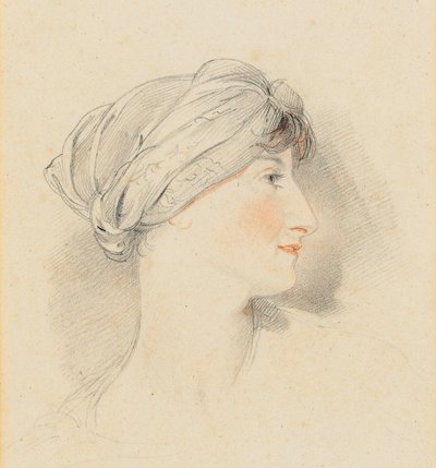 Porträtkopf von Mrs. Jens Wolff, im Profil nach rechts, einen Turban tragend von Thomas Lawrence