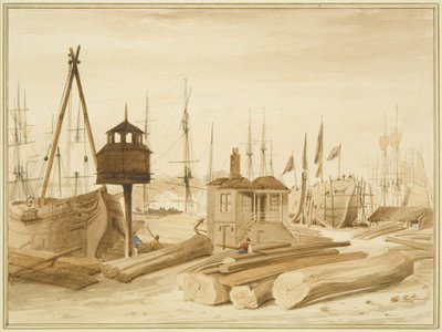 Östlicher Wapping Dock, mit dem Stapellauf der Bark 