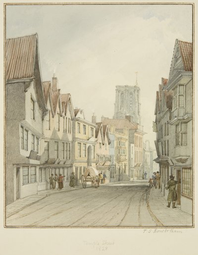 Temple Street, mit Blick auf den Turm der Temple Church von Thomas Leeson the Elder Rowbotham