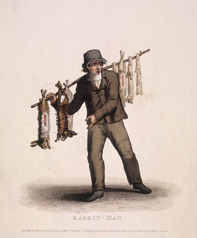Kaninchenverkäufer mit einem Stock voller Kaninchen, 1820 von Thomas Lord Busby