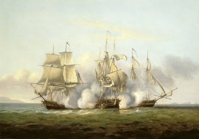 HMS Gore im Gefecht mit den französischen Briggs 