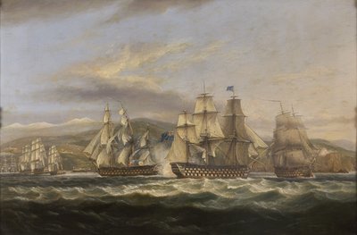 .M.S. Caledonia und H.M.S. Boyne jagen die französische Flotte nach Toulon von Thomas Luny
