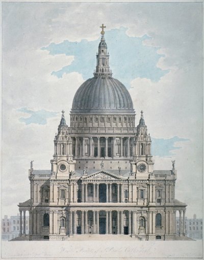 Westfassade der St. Pauls Kathedrale, City of London, 1780 von Thomas Malton II