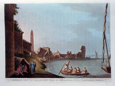 Außenansicht der antiken Mauer von Alexandria mit dem Obelisken von Kleopatra von Thomas Milton