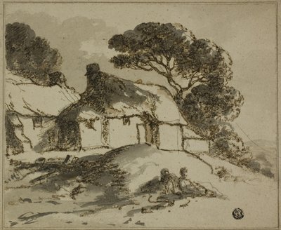 Häuser und Bäume am Hang von Thomas Monro