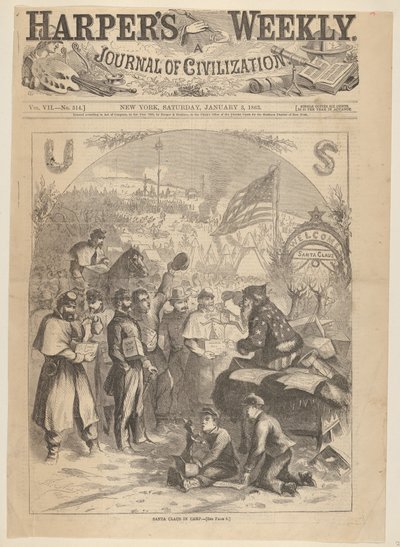 Weihnachtsmann im Lager aus Harpers Weekly von Thomas Nast