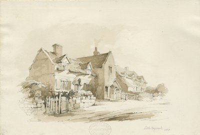 Häuser in Little Haywood: Bleistift- und Waschzeichnung von Thomas Peploe Wood