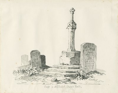 Kreuz im Kirchhof von Biddulph (Feder- und Tuschzeichnung) von Thomas Peploe Wood