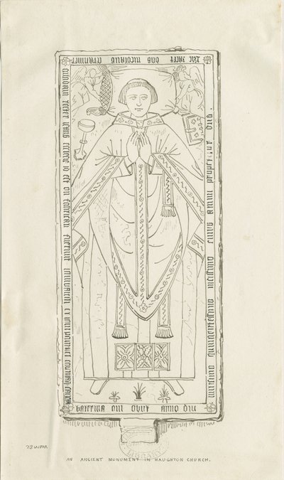 Haughton Kirche - Denkmal für Nicholas Graviner: Federzeichnung von Thomas Peploe Wood