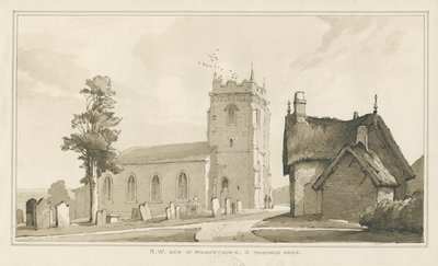 Milwich Kirche und Pfarrhaus: Feder- und Waschzeichnung, nd [?1838] von Thomas Peploe Wood
