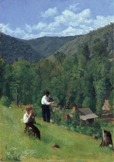 Der Bauer und sein Sohn bei der Ernte, 1879 von Thomas Pollock Anschutz