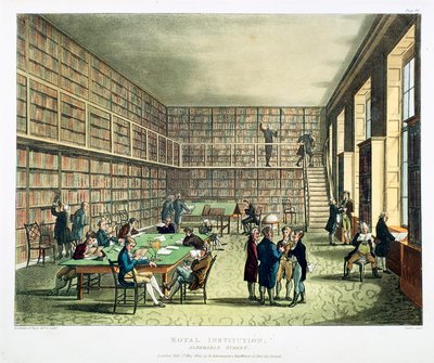 Bibliothek der Royal Institution, Albermarle Street, London, 1808-1811 von Thomas Rowlandson, Augustus Charles Pugin