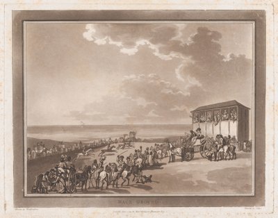 Rennbahn Ein Ausflug nach Brighthelmstone, 1. Juni 1790. Schöpfer: Thomas Rowlandson, Samuel Alken von Thomas Rowlandson, Samuel Alken