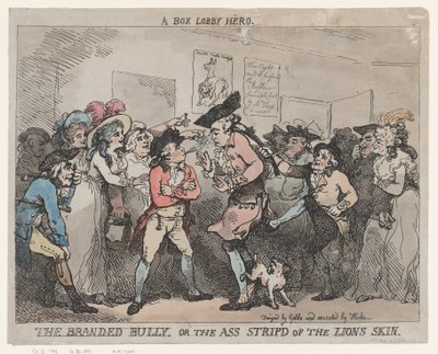 Ein Held der Vorhalle, Der gebrandmarkte Tyrann oder Der Esel, der des Löwen Haut trug von Thomas Rowlandson