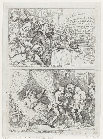 Ein neuer Sprecher und die Hochzeitsnacht, 7. Februar 1789 von Thomas Rowlandson