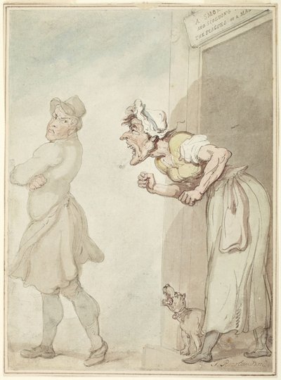 Ein rauchender Schornstein und eine schimpfende Ehefrau: Die Plagen des Mannes von Thomas Rowlandson