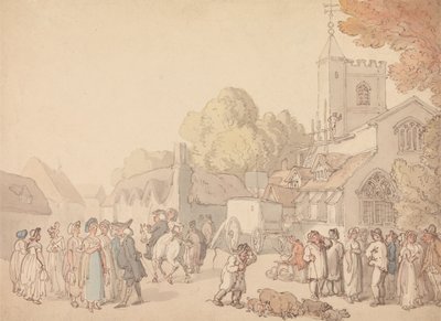 Dorfszene vor einer Kirche von Thomas Rowlandson