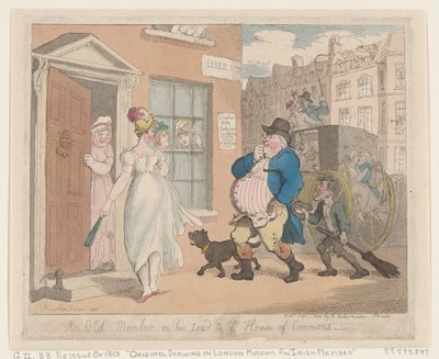 Ein altes Mitglied auf dem Weg zum House of Commons, 1. September 1802 von Thomas Rowlandson