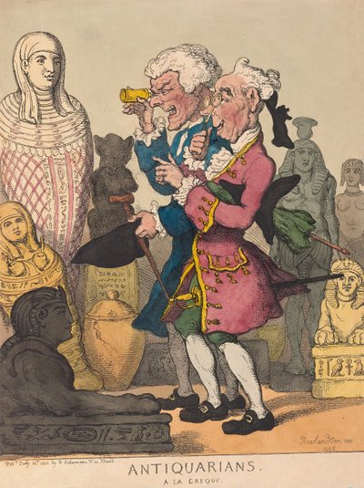 Antiquitäten à la Greque, veröffentlicht 1805 (handkolorierter Stich) von Thomas Rowlandson