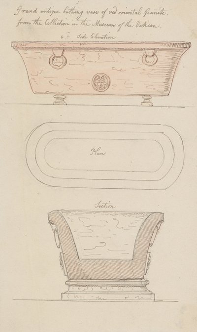 Badevase aus rotem Granit, Vatikan von Thomas Rowlandson