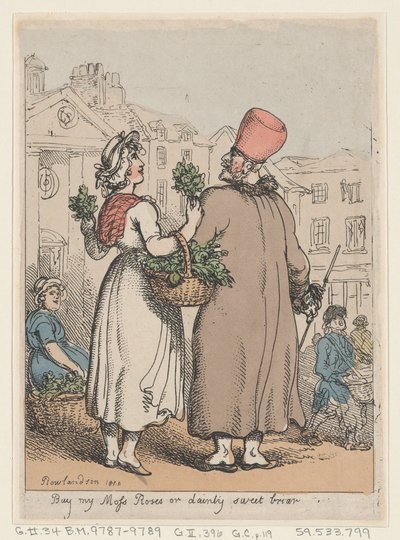 Kaufen Sie meine Moosrosen oder zarte Süßbriar, 1811 von Thomas Rowlandson