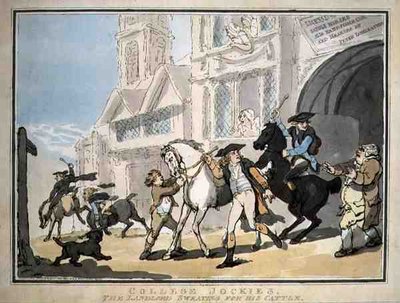 "College Jockies, Der Wirt schwitzt für sein Vieh", veröffentlicht von E. Jackson von Thomas Rowlandson