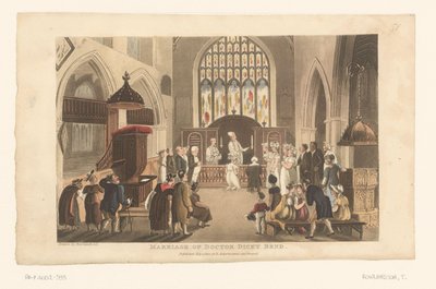 Doktor Syntax vollzieht die Ehe zwischen Dicky Bend und seiner Verlobten von Thomas Rowlandson