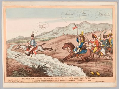Englische Manieren und französische Klugheit oder französische Dragoner durch Belvoir Sprung im September 1811 gestoppt von Thomas Rowlandson