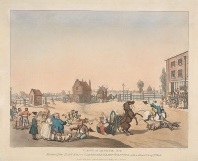Eingang von Hackney oder Cambridge Heath Turnpike von Thomas Rowlandson