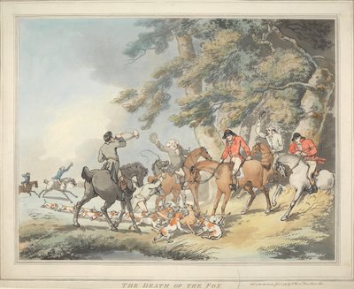 Fuchsjagd [Satz von sechs]: 3. Der Tod des Fuchses von Thomas Rowlandson