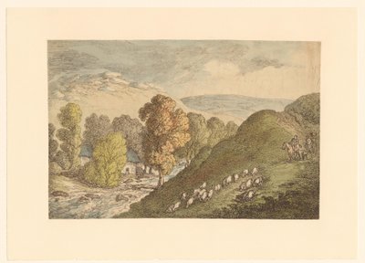 Hügellandschaft mit Schafen von Thomas Rowlandson
