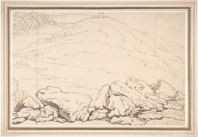 Hügelige Landschaft mit Felsen von Thomas Rowlandson