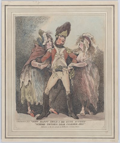 Wie glücklich könnte ich mit einem sein, wäre der andere liebe Charmeur weg von Thomas Rowlandson