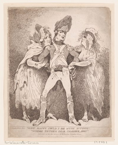Wie glücklich könnte ich mit einem sein, wäre der andere liebe Charmeur weg, [1784] von Thomas Rowlandson