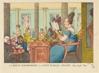 Die schöne Limonaudiere im Café des Mille Colonnes, Palais Royal, Paris von Thomas Rowlandson