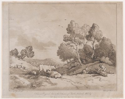 Landschaft mit Figuren, die ein Bündel Holz binden, 21. Mai 1789 von Thomas Rowlandson