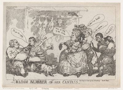 Madam Blubber auf ihrer Leinwand, 22. April 1784 von Thomas Rowlandson