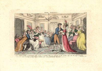 Mann wird gezwungen, eine hässliche Frau auf einer Tanzparty zu küssen von Thomas Rowlandson